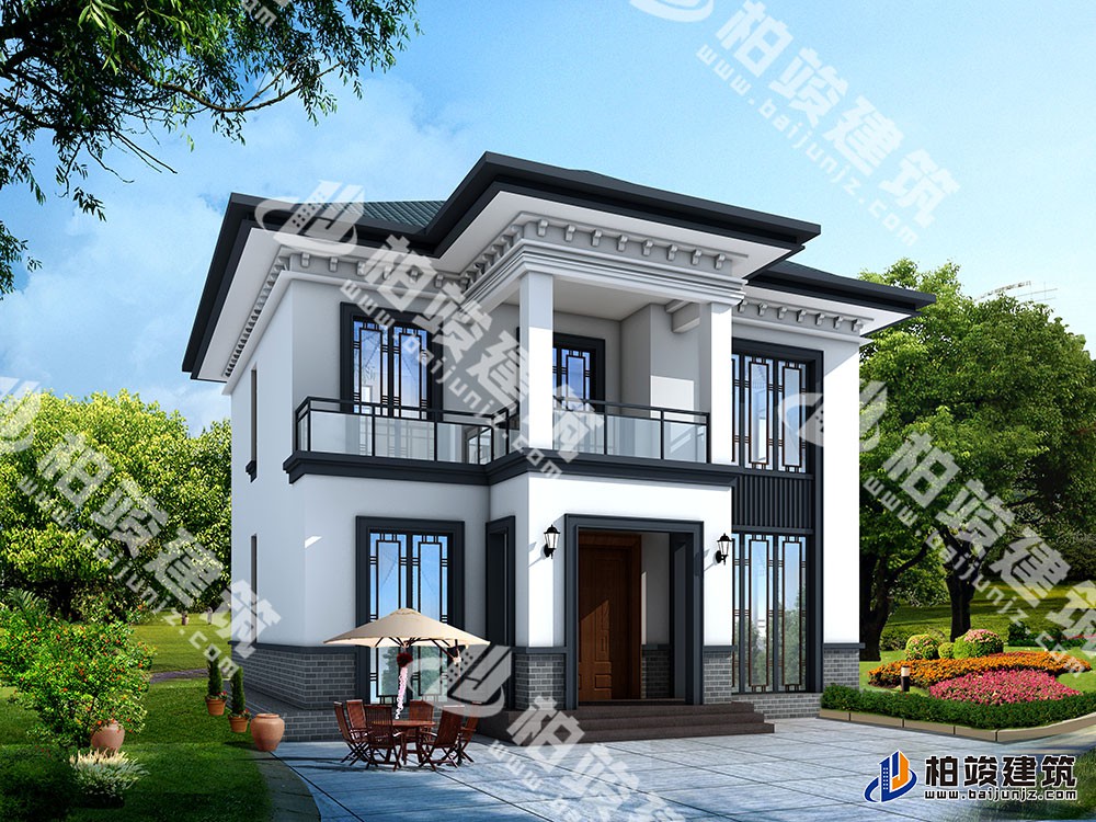 新款農(nóng)村自建二層別墅設(shè)計圖，新中式風(fēng)格，戶型布局實用