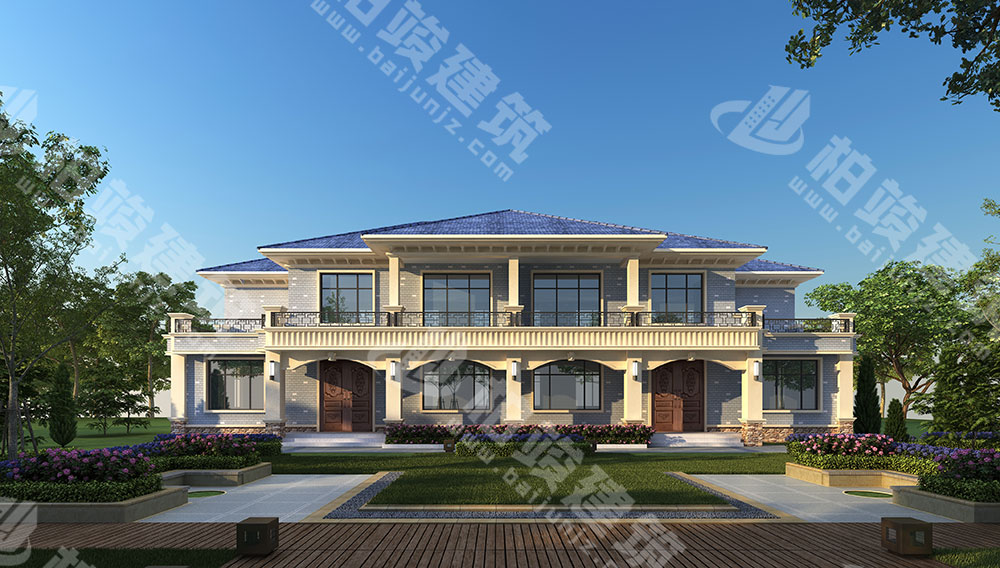 農(nóng)村自建二層雙拼別墅，磚混結(jié)構(gòu)，簡(jiǎn)歐風(fēng)格，戶型通透，布局合理