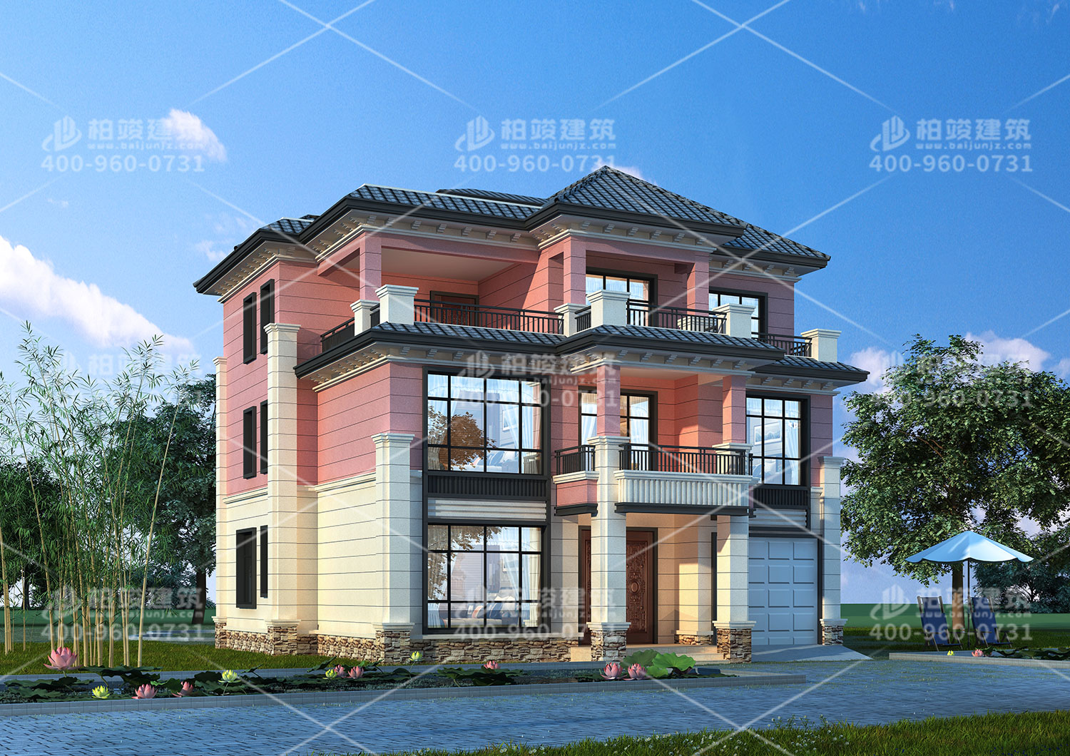 三層自建別墅設(shè)計圖，帶陽臺欣賞夜晚的美麗。