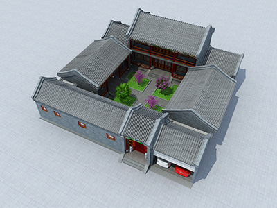 中式四合院設(shè)計(jì)圖，二層占地480平。