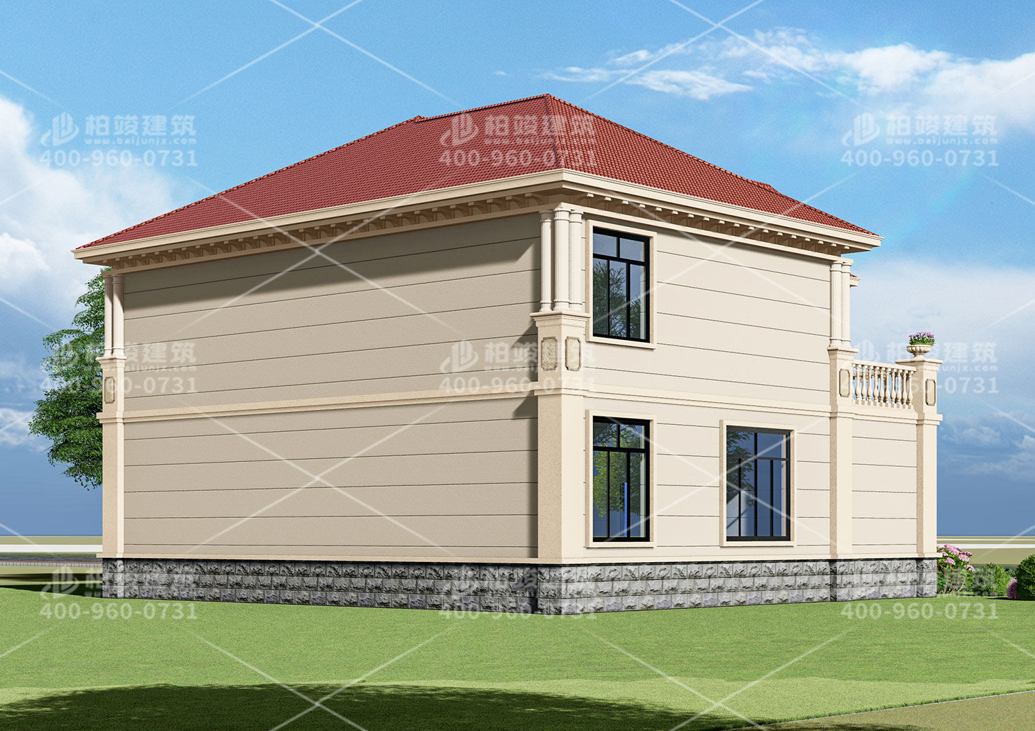 河南黃總定制二層歐式帶涼亭別墅設計
