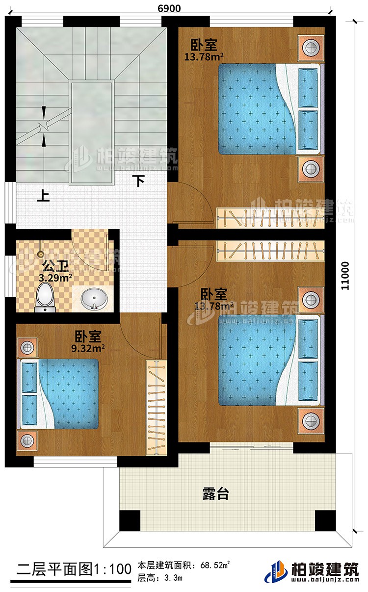 歐式三層樓房設計圖，三層新農村樓房圖紙BZ353-簡歐風格