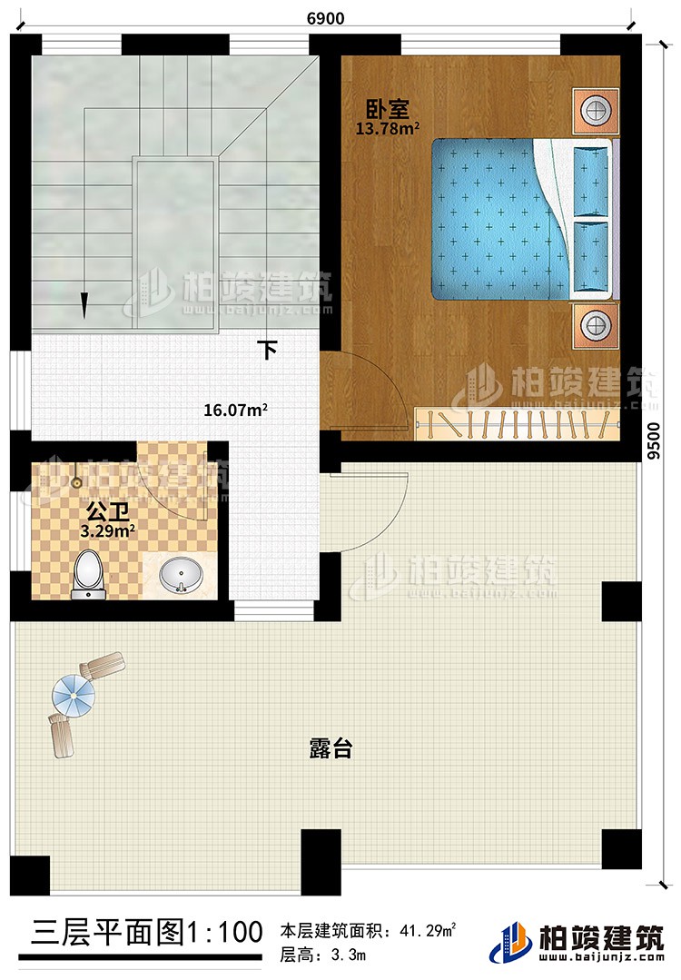 歐式三層樓房設計圖，三層新農村樓房圖紙BZ353-簡歐風格