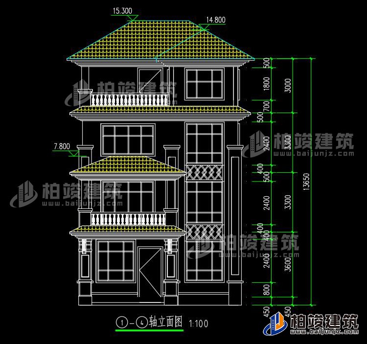 四層別墅圖紙?jiān)O(shè)計(jì)圖 有地下室 造價(jià)40萬(wàn)BZ416-簡(jiǎn)歐風(fēng)格