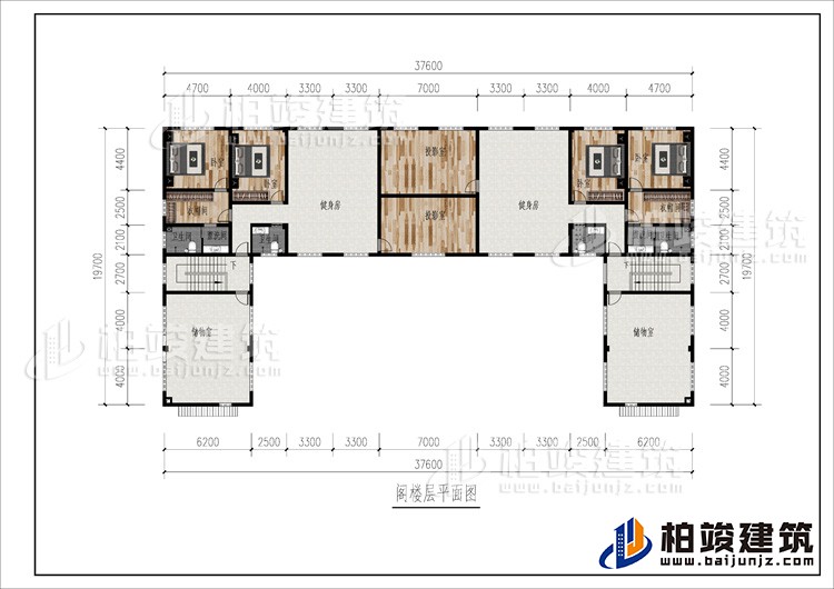 閣樓：2健身房、2攝影室、4臥室、2衣帽間、儲(chǔ)物室