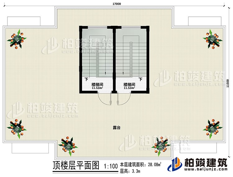 屋頂層：2樓梯間、露臺